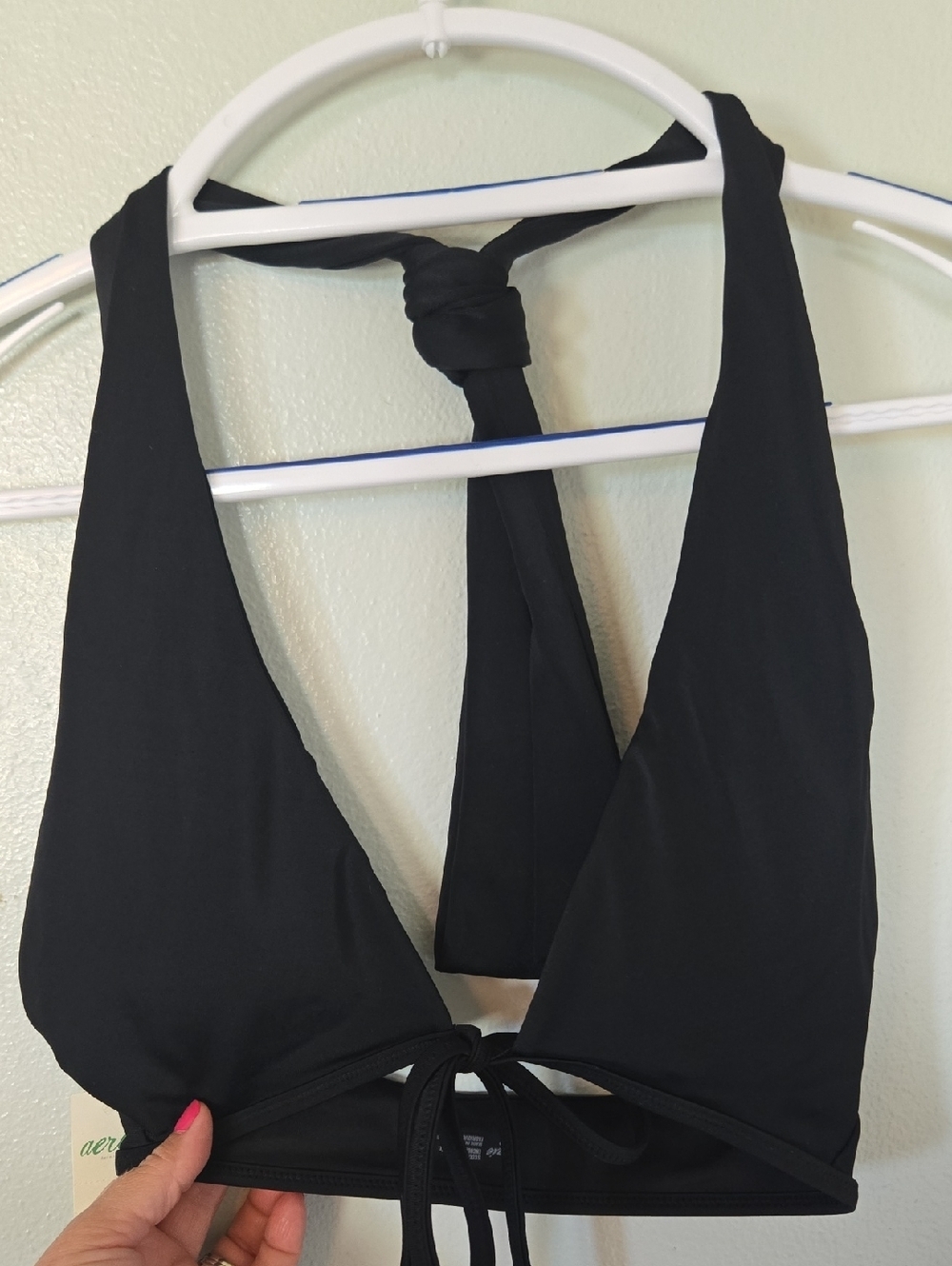 Aerie | NWT Black Tie Front Halter Neck Bikini Swim Top Size Small